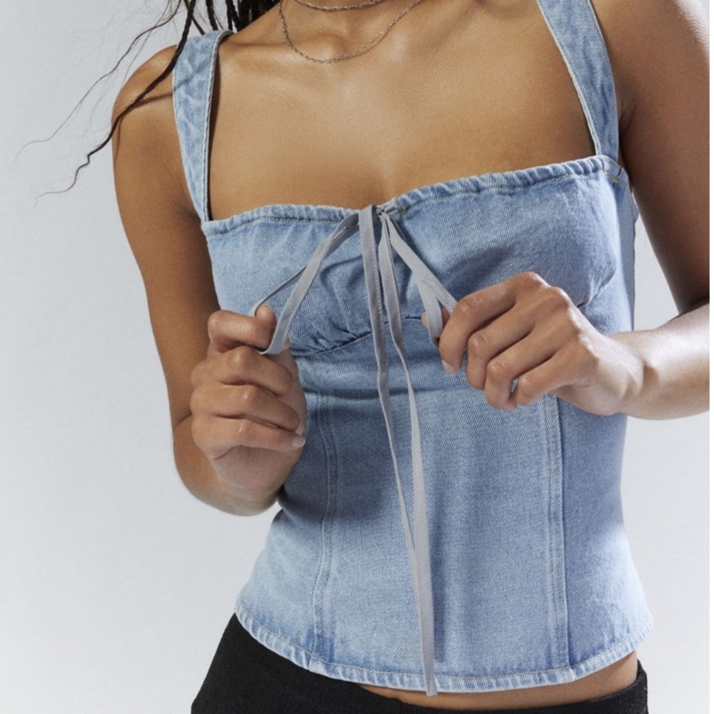 LIONESS denim corset top
